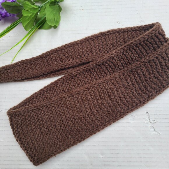 Sophie scarf, Neck scarf, small scarf Dark Brown scarf Knitted Handmade Scarf - Picture 3 of 12